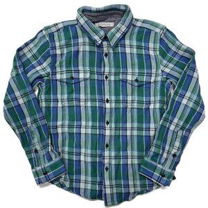 Outerknown Blanket Shirt Mens Medium Plaid Long Sleeve Flannel Button Up Blue